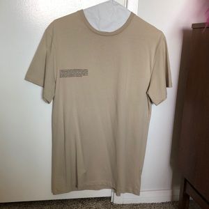 Pangaia Beige Short Sleeve Tee with Subtle Chest Print